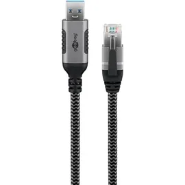 goobay USB-A auf RJ45 1 m Schwarz/ Silber