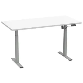 VCM my office Lona elektrisch höhenverstellbarer Schreibtisch weiß rechteckig, T-Fuß-Gestell silber 140,0 x 50,0 cm