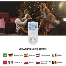 EMOS 2in1 Steckdosenthermostat mit digitaler Zeitschaltuhr Schuko, weiß