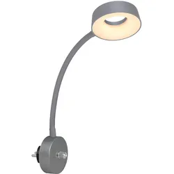 LED Wand Leuchte Lampe Spot Beweglich Metall Silber Dimmer Direct Plug In Büro