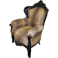 Casa Padrino Barock Sessel King Leopard / Schwarz -