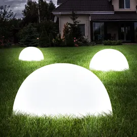 ETC Shop Solarleuchte Halbkugel Kugelleuchte Solar Außen Gartendeko Halbkugel, weiß, LED Leuchtmittel, d 20 cm, 2er Set