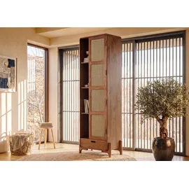 MASSIVMOEBEL24.DE Schrank Mango/seegras 70x40x200 hellbraun lackiert MIZUMI 111