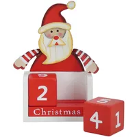 Weihnachten Countdown Ewiger Kalender - Holz - Rot & Weiß Santa