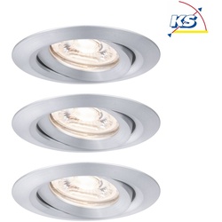 Paulmann 3er-Set LED Einbauleuchte NOVA MINI mit Modul COIN, schwenkbar, Alu gedreht PAUL-94297