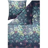 ESTELLA Bettwäsche Bonny 4817 920 Anthrazit Mako Satin Blumen Blüten Blätter Knospen Beeren, Größe:200 cm x 200 cm