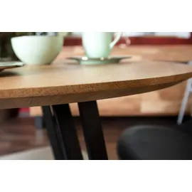 möbelliebling Runder Esszimmertisch 100 x 77 x 100 cm Eiche beige/silber