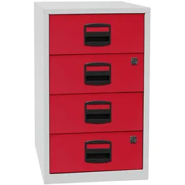 BISLEY Home Standcontainer lichtgrau, kardinalrot 4 Auszüge Kunststoff-Muldengriff schwarz 41,3 x 40,0 x 67,2 cm