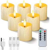 Homemory 6 Stück Wiederaufladbare Teelichter, Kerzen Flackernd mit Fernbedienung und Timer, LED Kerzen mit USB-Kabel für Hochzeit, Party Dekor