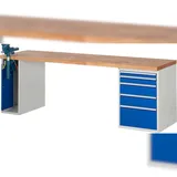 PROREGAL Werkbank Serie 7000 - Modell 7511 | HxBxT 89x250x70cm | 5x Schublade + 1x Schrank | Schubladenmaße 1x60 + 1x90 + 2x150 + 1x270mm
