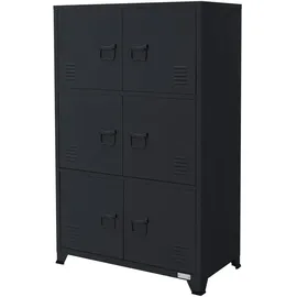 ML-Design Aktenschrank Anthrazit, Stahl, Freistehender Büroschrank 4 Beinen, Metallspind 6 Türen, 3 Innenfächer, Industrial,