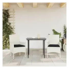 vidaXL Gartenstühle mit Kissen 2 Stk. Weiß Poly Rattan