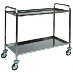 Fimar Edelstahl-Servierwagen - 2 Edelstahl-Etagen 80x50 cm - Abmessungen 91x57x96(h) cm - Räder ø125 mm