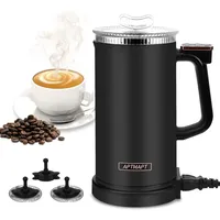 APTMAPT Milchaufschäumer Elektrisch 500W 4 in 1 Milchaufschäumer Automatisch 350 ml Heiße und kalte Milchaufschäumer für Kaffee Latte Cappuccino (Schwarz)