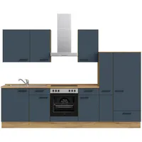 Nobilia Küchenleerblock Easytouch, Blau, Eiche, Metall, 3 Schubladen, nur wie online abgebildet bestellbar, 300 cm, Blauer Engel, Pefc, Goldenes M, Made in Germany, DGM-Klimapakt, seitenverkehrt erhältlich, vormontierter Korpus, Anti-Fingerprint, Küchen,