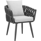 Tectake tectake® Stuhl, Lugano im Rope-Design, höhenverstellbare Kunststofffüße, 61 x 60 x 73 cm