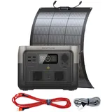 EcoFlow River 2 Max Set Powerstation inkl. 1x Solarpanel 100 W Flexibel, USB-Schnellladekabel