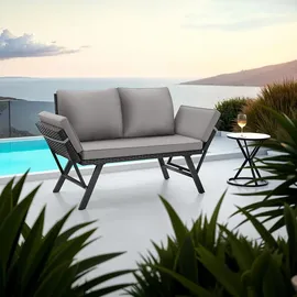 Tectake tectake® Rattan-Loungesofa, Sintra, 2in1 Funktion, Dicke des Sitzpolsters 7 cm, abnehmbare Polyesterbezüge, 157 x 61 x 89 cm