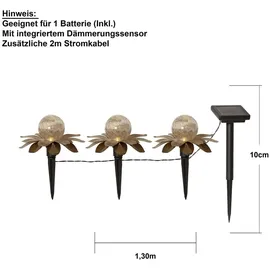 Star Trading LED Solardekoblume Lilly, 3er Pack - Gold,