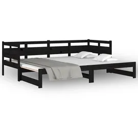 vidaXL Tagesbett Ausziehbar Schwarz Massivholz Kiefer 2x(80x200) cm
