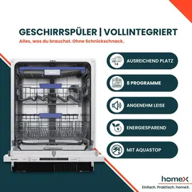 Homex DWFI601442A Einbau-Geschirrspüler (vollintegrierbar, 598 mm)