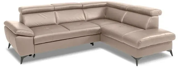 Ecksofa Rio Leder Grau Taupe