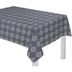 Tischdecke ADAM "Romantic Puligny" Gr. 5, blau (dunkelblau), Ø:145cm, Baumwolle, Tischdecken