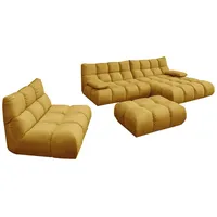 KAWOLA Sitzgruppe VIVIEN Ecksofa rechts Drehsessel Hockerbank Velvet curry