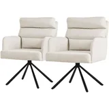 ML DESIGN modern living ML-Design Esszimmerstühle drehbar 2er Set, Beige, Wohnzimmerstühle mit Arm- und Rückenlehne, Drehstühle Auto-Position, Polsterstühle mit Polyesterbezug und Rückenkissen, Küchenstühle mit Metallbeine