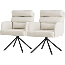 ML DESIGN modern living ML-Design Esszimmerstühle drehbar 2er Set, Beige, Wohnzimmerstühle mit Arm- und Rückenlehne, Drehstühle Auto-Position, Polsterstühle mit Polyesterbezug und Rückenkissen, Küchenstühle mit Metallbeine