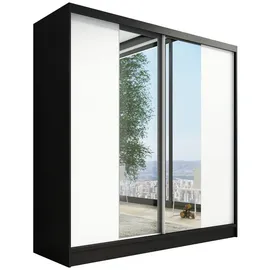 A&J MöbelLand Schiebetürenschrank DUO 200 x 215 x 59,5 cm Weiß/Schwarz
