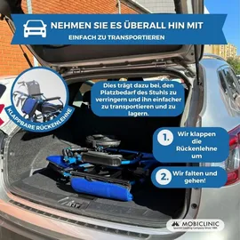 Mobiclinic Faltrollstuhl Pirámide mit klappbaren Armlehnen Sitzbreite 45 cm Blau