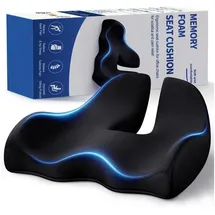 luxuskollektion Ergonomisches Memory-Foam Sitzkissen 40 x 40 cm Schwarz