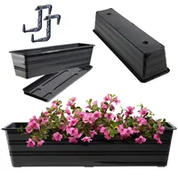 Kadax Blumenkasten mit Untersetzer und 2 Griff, Anthrazit, 60