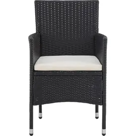 vidaXL 3-tlg. Bistro-Set Poly-Rattan und Hartglas Schwarz