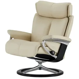 Stressless Relaxsessel Leder 91 x 112 x 84 cm creme mit Hocker