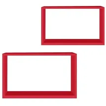 Hti-Living Wandregal 2er Set Altona 40 x 20 x 10 cm Rot