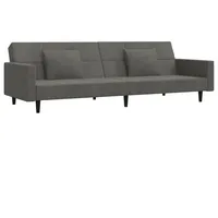 vidaXL Schlafsofa 2-Sitzer mit 2 Kissen Dunkelgrau Samt