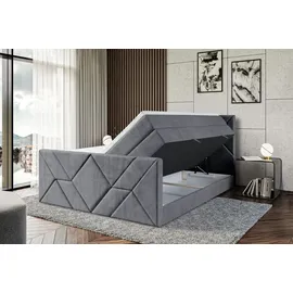 altdecor Boxspringbett mit Fußteil, 2 Matratzen und Topper - 160x200 cm - BARWA-Z KING - Dunkelgrau Samt - Polsterbett mit, H3- und H4- Matratzen,... - Dunkelgrau