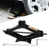 Scherenwagenheber für Auto, 2 Tonnen Wagenheber Kit Heavy Duty Hebeheber Automotive Lift Nivellierwerkzeug Wagenheber Aufziehstabilisator Rostfreier Tragbarer Reifenheber mit Kurbel, 10,2 cm bis 38,1