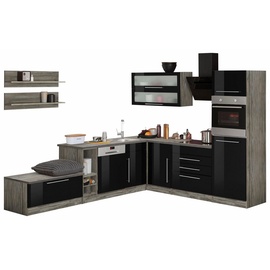 Kochstation Winkelküche »KS-Samos«, ohne E-Geräte, Stellbreite 300 x 250 cm schwarz