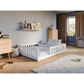 Kids Collective Jugendbett Bodenbett 140 x 200 cm Kiefer massiv weiß