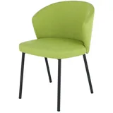 Stuhl Mila mit Stoffbezug, modernes Design, Grün, gepolsterter Sitz, Metallgestell schwarz