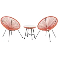 Svita Bali Balkon Möbel Set Lounge Garnitur Relax Egg-Chair Flecht-Design Terracotta Orange