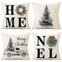 Luxuskollektion 4er Set Weihnachten Kissenbezüge Leinen Dekorative Zierkissenbezüge