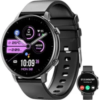 Hwagol Herren"s Damen"s Intelligente;Health & Activity Uhr mit Schlaftracking Smartwatch (3,5 cm/1,39 Zoll, Android/iOS), GPS Telefonfunktion, Herzfrequenzmessung & IP68 Wasserschutz schwarz