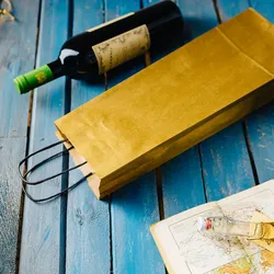 BIOZOYG 50 Stück Geschenktaschen gold Flaschentaschen für Weinflaschen Weinbeutel aus Kraftpapier umweltfreundliche Weintüten aus Kraftpapier