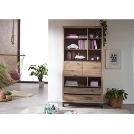 Massivmoebel24 Bücherregal 100 x 40 x 200 cm Bianco geölt
