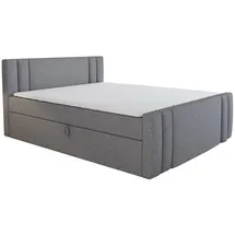 A&J MöbelLand Boxspringbett ALF 160 x 200 mit 2 Bettkästen, Bonell-Matratze und Topper. Farbe: Grau - Grau