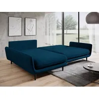 DOMO-HOME Ecksofa mit Schlaffunktion SOLANO – Elegantes Skandinavisches Ecksofa 260x167cm| Bettkasten und Holzbeinen für Komfort und Stil | Hoch... - Blau